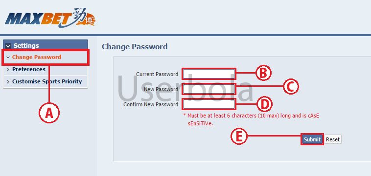 cara ubah password maxbet 2